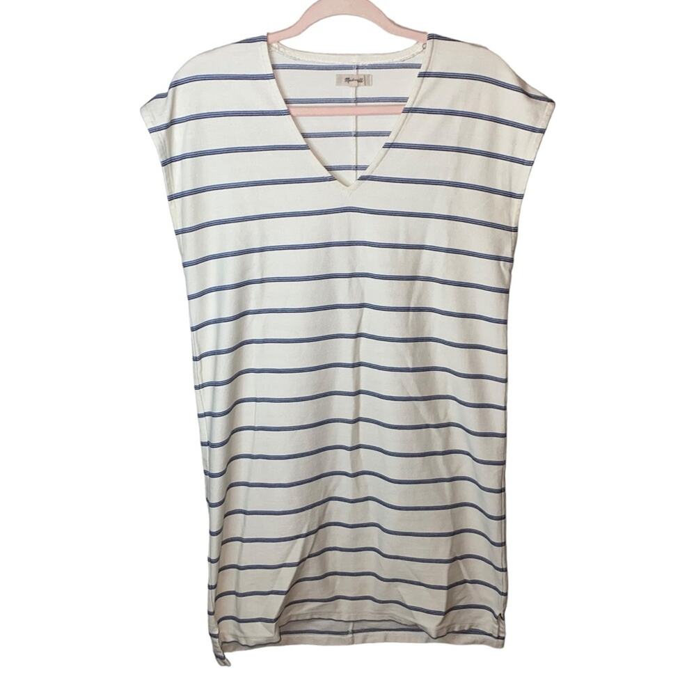 Madewell‎ Vacances Leta Stripe T Shirt Dress Ivory Blue Small